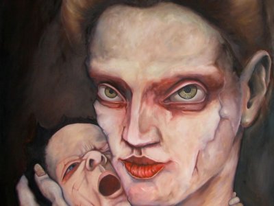 Madonna s dítětem , olej na plátně 120 cm x 110 cm