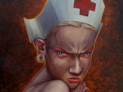 Sestřička Inna , akryl na plátně 180 cm x 140 cm