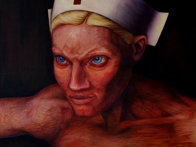 Řeholní sestra , akryl na plátně 120 cm x 100 cm