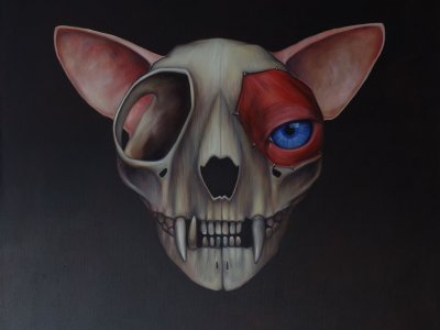 Kočka modroočka , olej na plátně 100 cm x 110 cm